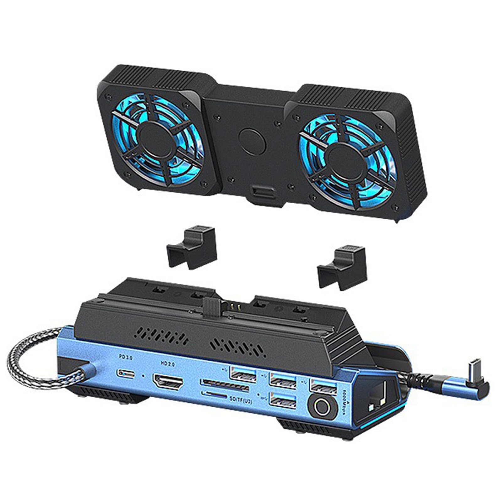Estación de acoplamiento USB para consola tipo C Dock 4K @ 60Hz lector de tarjetas adaptador multipuerto con ventilador de refrigeración