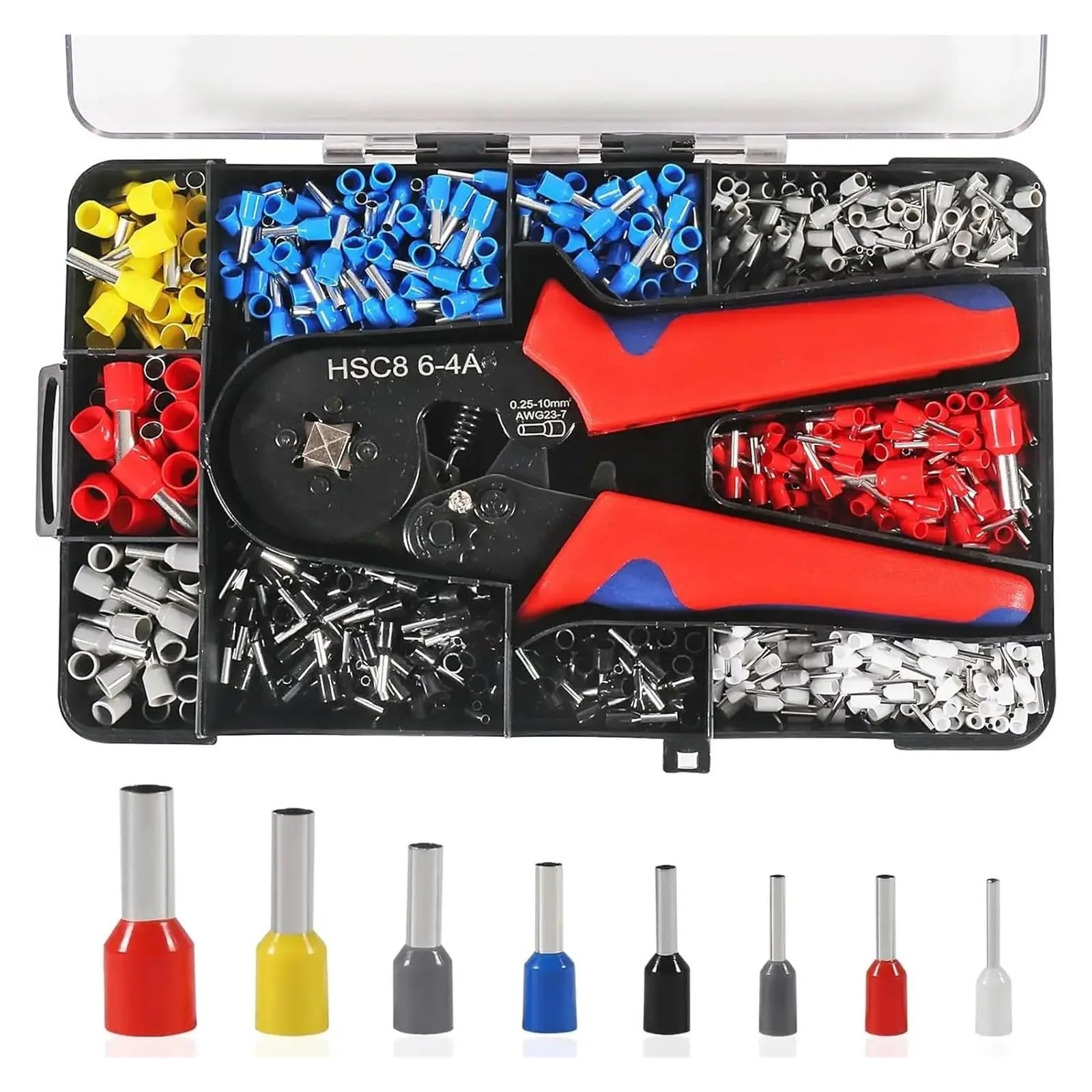 Ferrule Crimping Tool Kit with 1200pcs Wire Terminals Connectors Ends Ferrules AWG 23-7 Self-Adjustable Plier