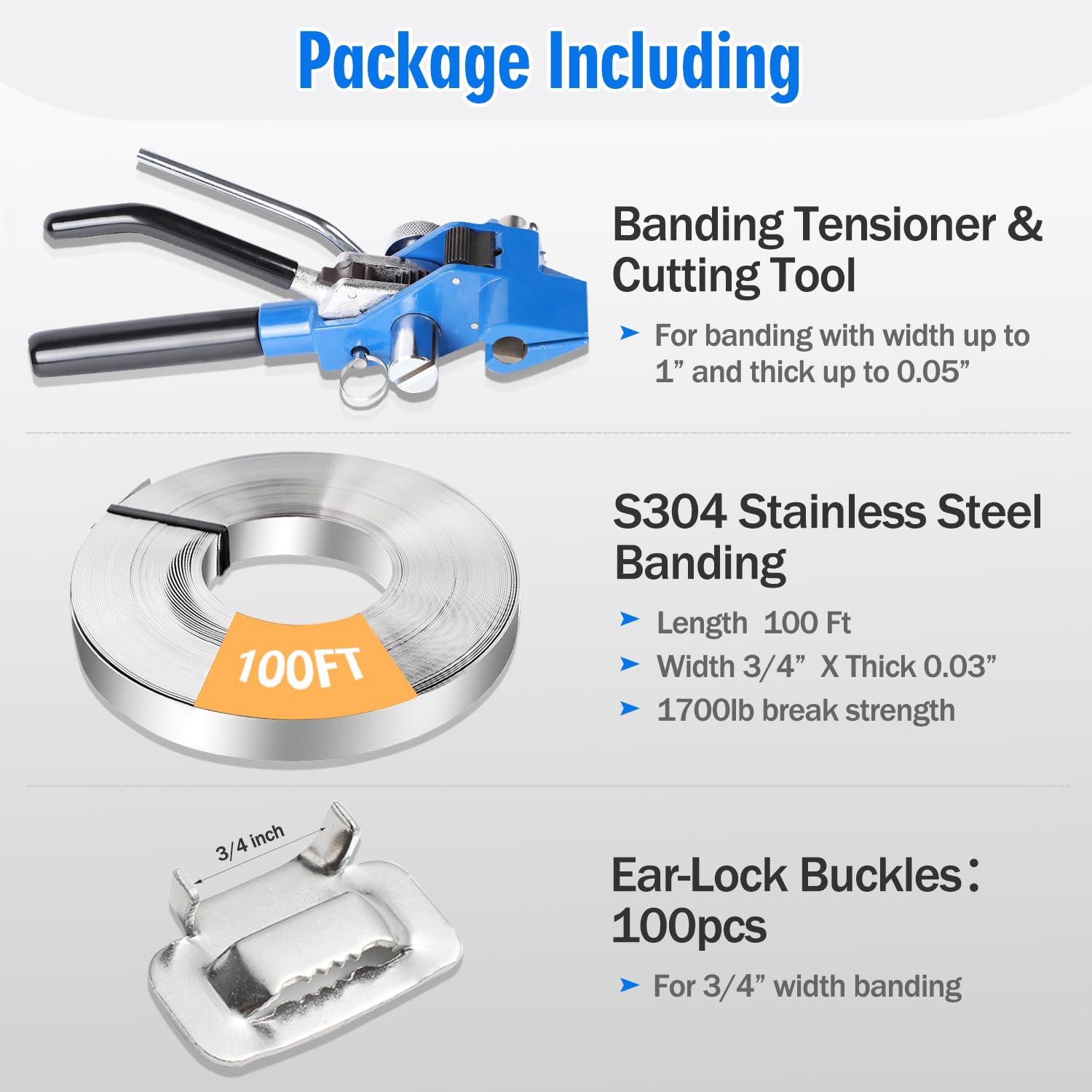 YouBXupup S304 Steel Strapping Banding Kit - Stainless Steel Banding Tool Band Coil 3/16