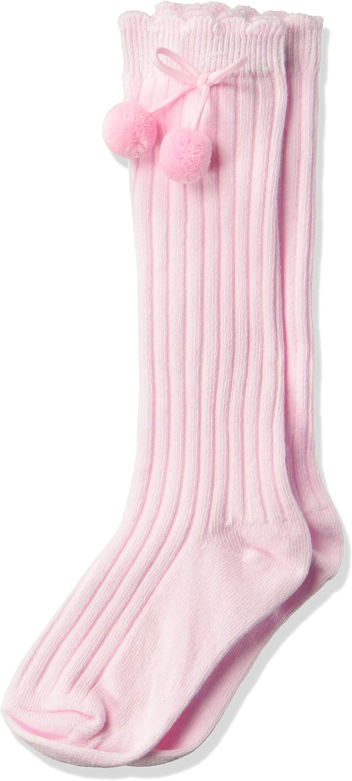 Jefferies Socks Girls' Little Rib Pom Knee High Socks 1 Pair Pack