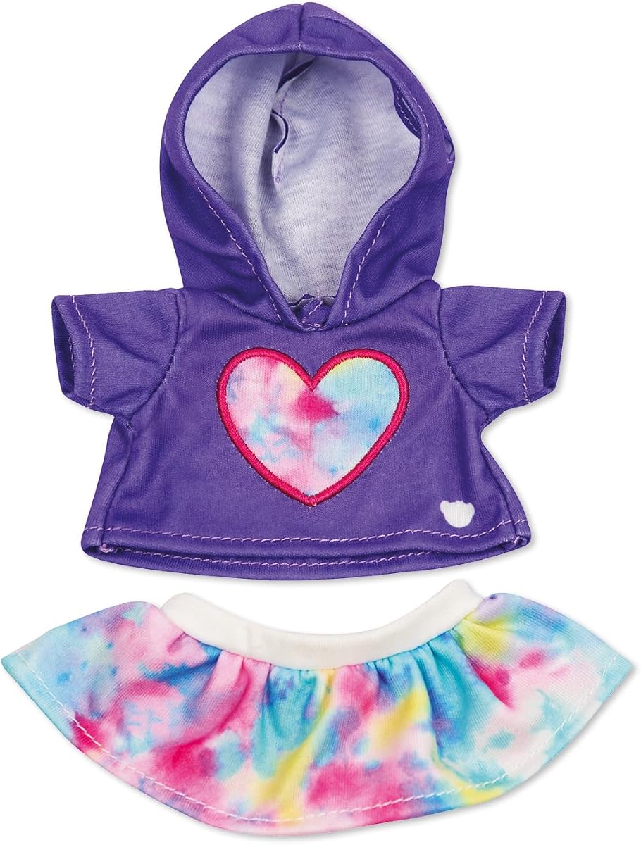 Casdon MINI Build-A-Bear Purple Heart Toy Clothes Pack. 4 Mix-and-Match Toy Outfits Includes Pajamas, Cute Hoodies, Summer Styles | for Kids Aged 3+. Suitable for 9” MINI Bears ONLY