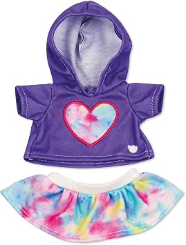 Casdon MINI Build-A-Bear Purple Heart Toy Clothes Pack. 4 Mix-and-Match Toy Outfits Includes Pajamas, Cute Hoodies, Summer Styles | for Kids Aged 3+. Suitable for 9 MINI Bears ONLY