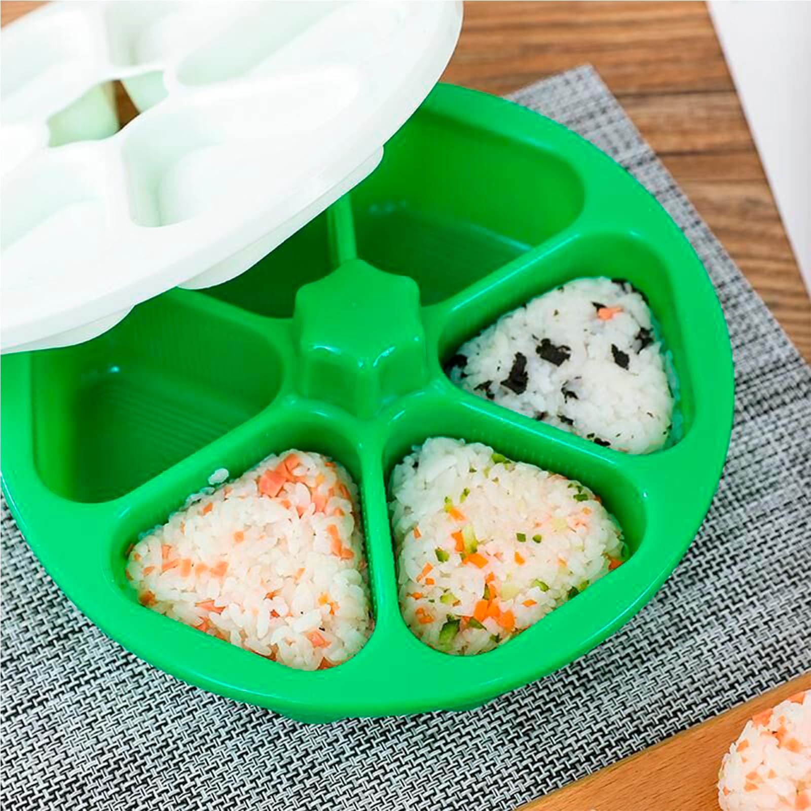 Sporgo Forma triangular: molde de sushi 6 en 1 de gran capacidad Onigiri Maker, molde para sushi Onigiri Bento Maker, Onigiri Moldes Set para copos de algas, hojas de algas, verduras frescas