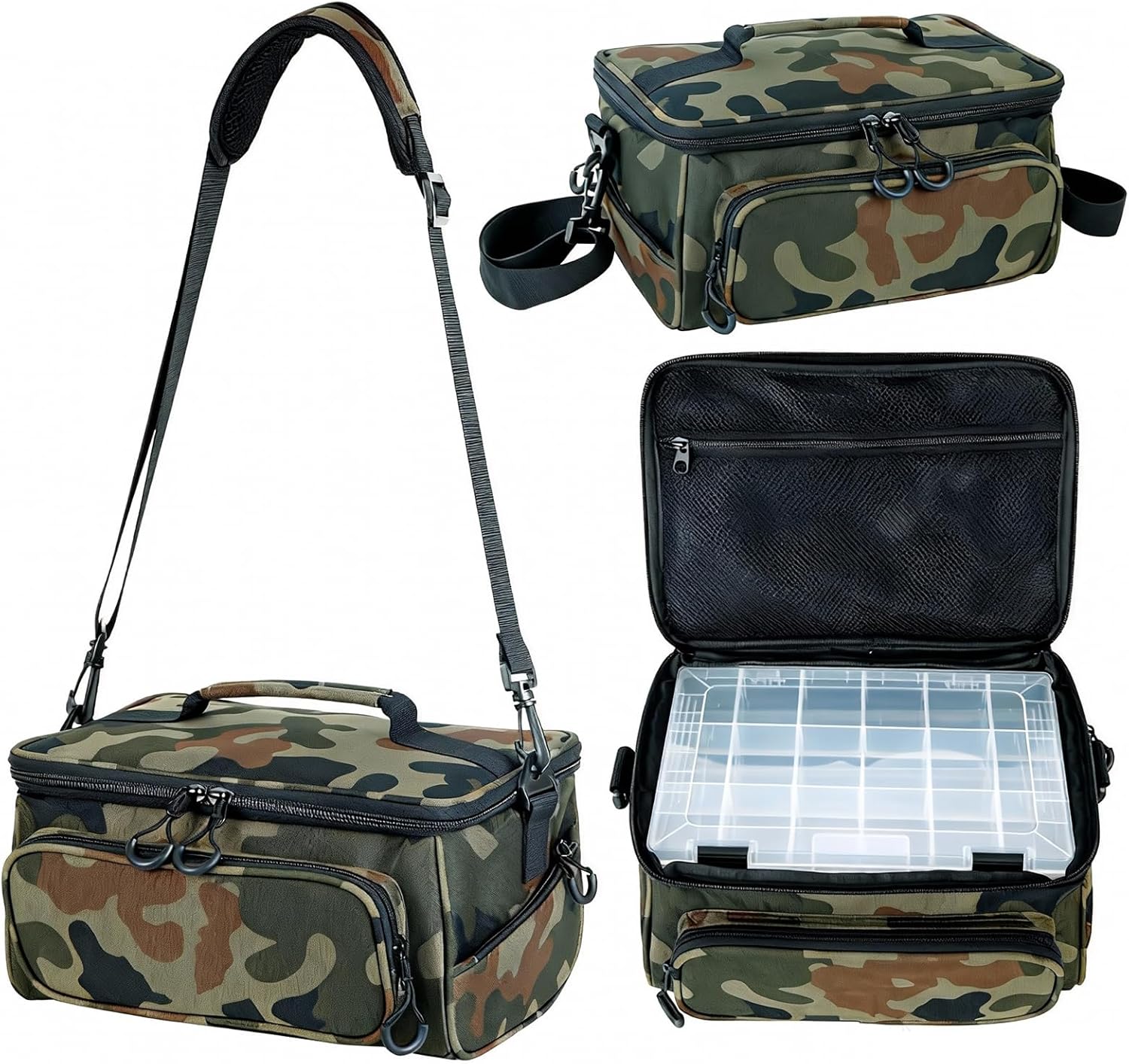 Fishing Tackle Bags Portable Fishing Tackle Storage Pack for Saltwater or Freshwater Fishing Bags with 3 Tackle Trays Padded Shoulder Strap