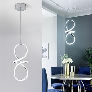 MAYNA Modern LED Pendant Light, Chrome Island Lights for Kitchen, 22W Ad...