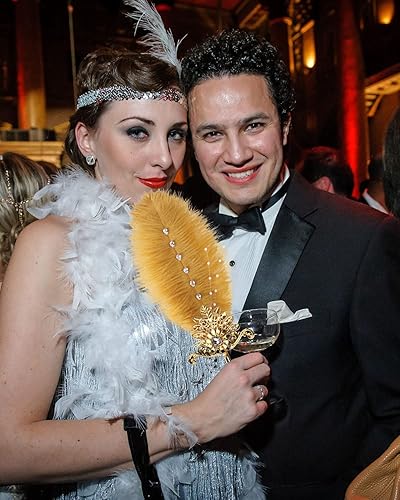 Miniatura 2 de VIJIV Abanicos de plumas de avestruz para damas de honor, abanicos de mano para invitados de boda, ramos de novia, gran Gatsby, accesorios de aleta