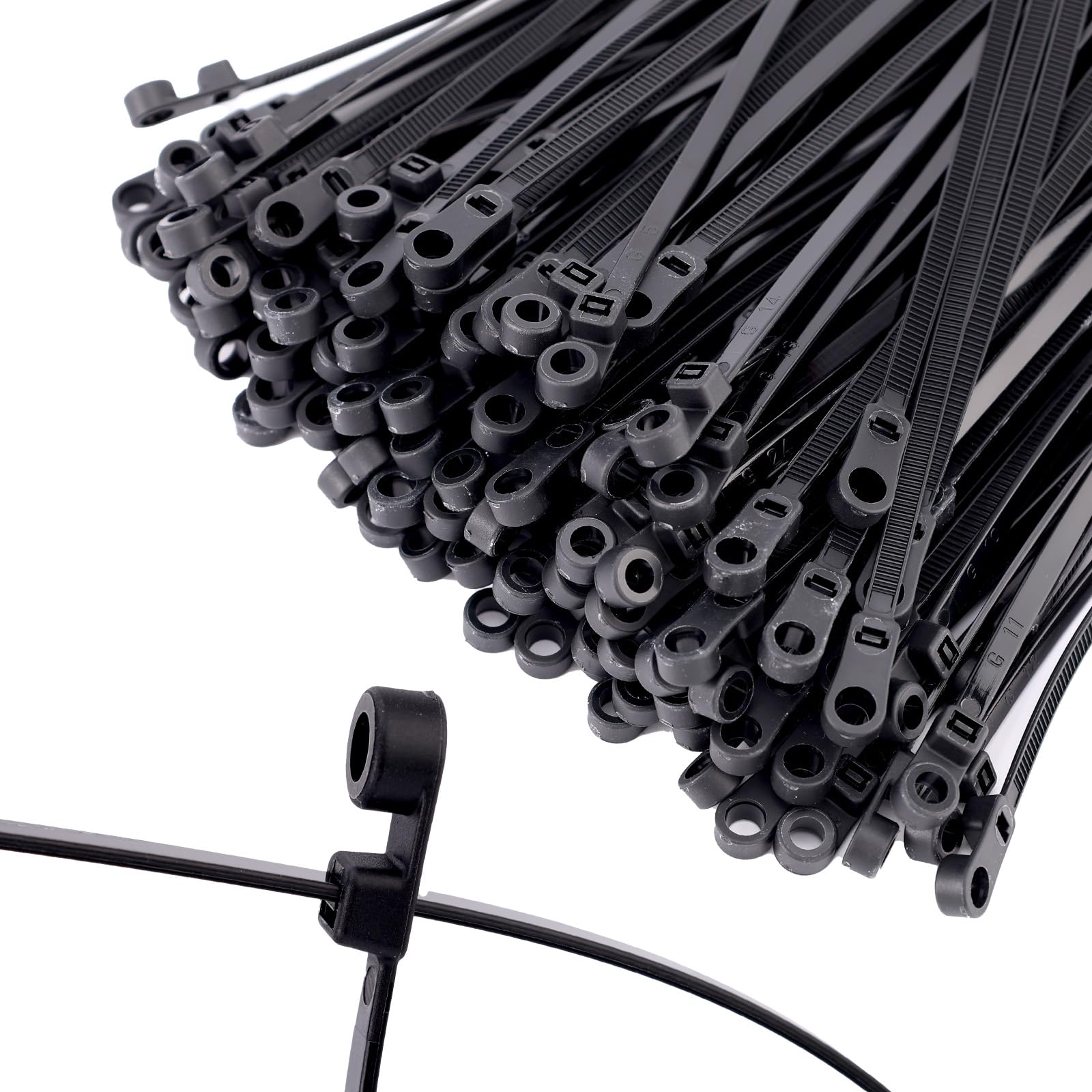 Gosknor 200pcs 11.8in Black Cable Ties with Screw Hole