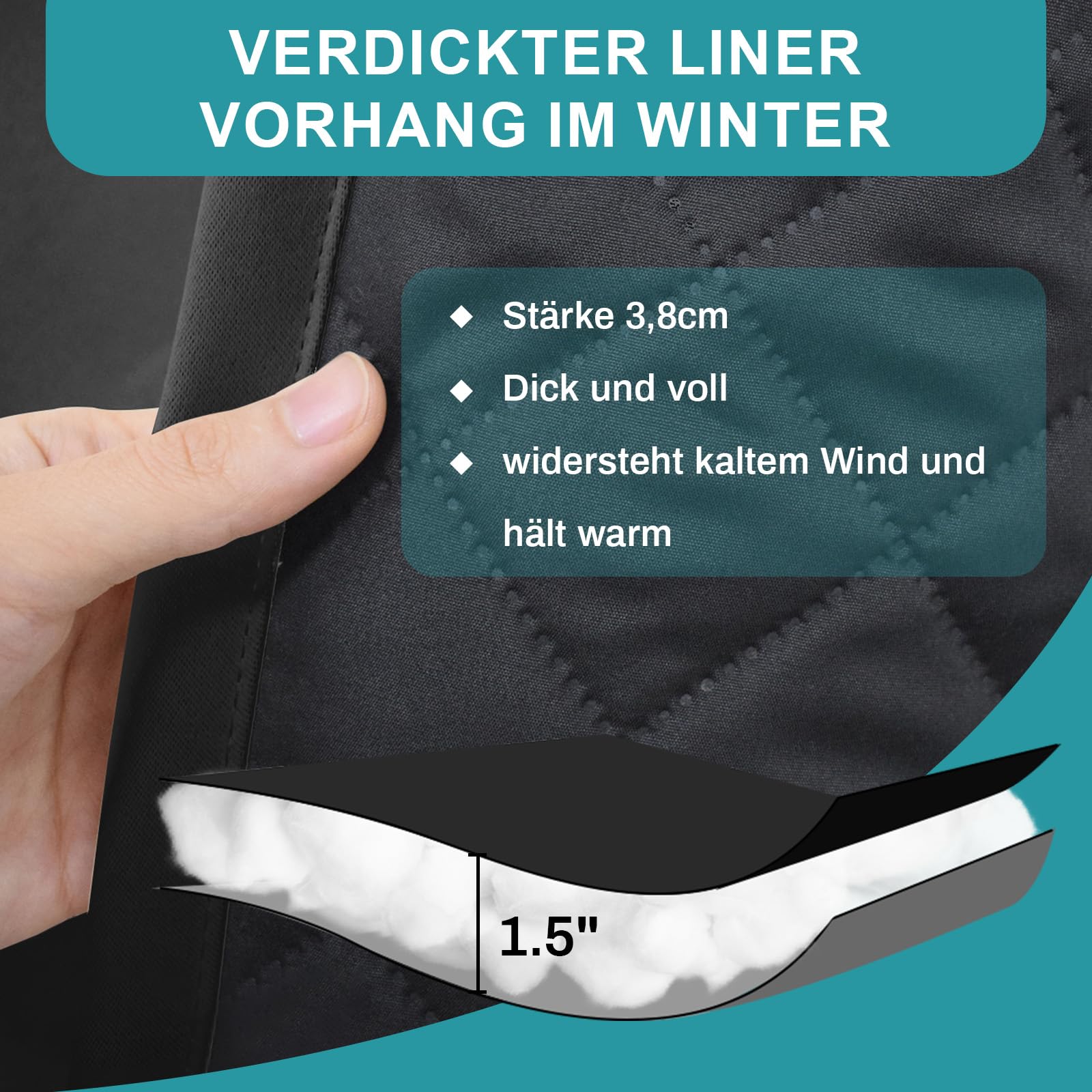 Lapalife Wärmeschutzvorhang für Tür Doppellagige Winter Vorhang mit Ösen Vorhänge Wärmeisolierend Vorhänge Kälteschutz Thermo Türvorhang Vorhang Haustür,1 Stück