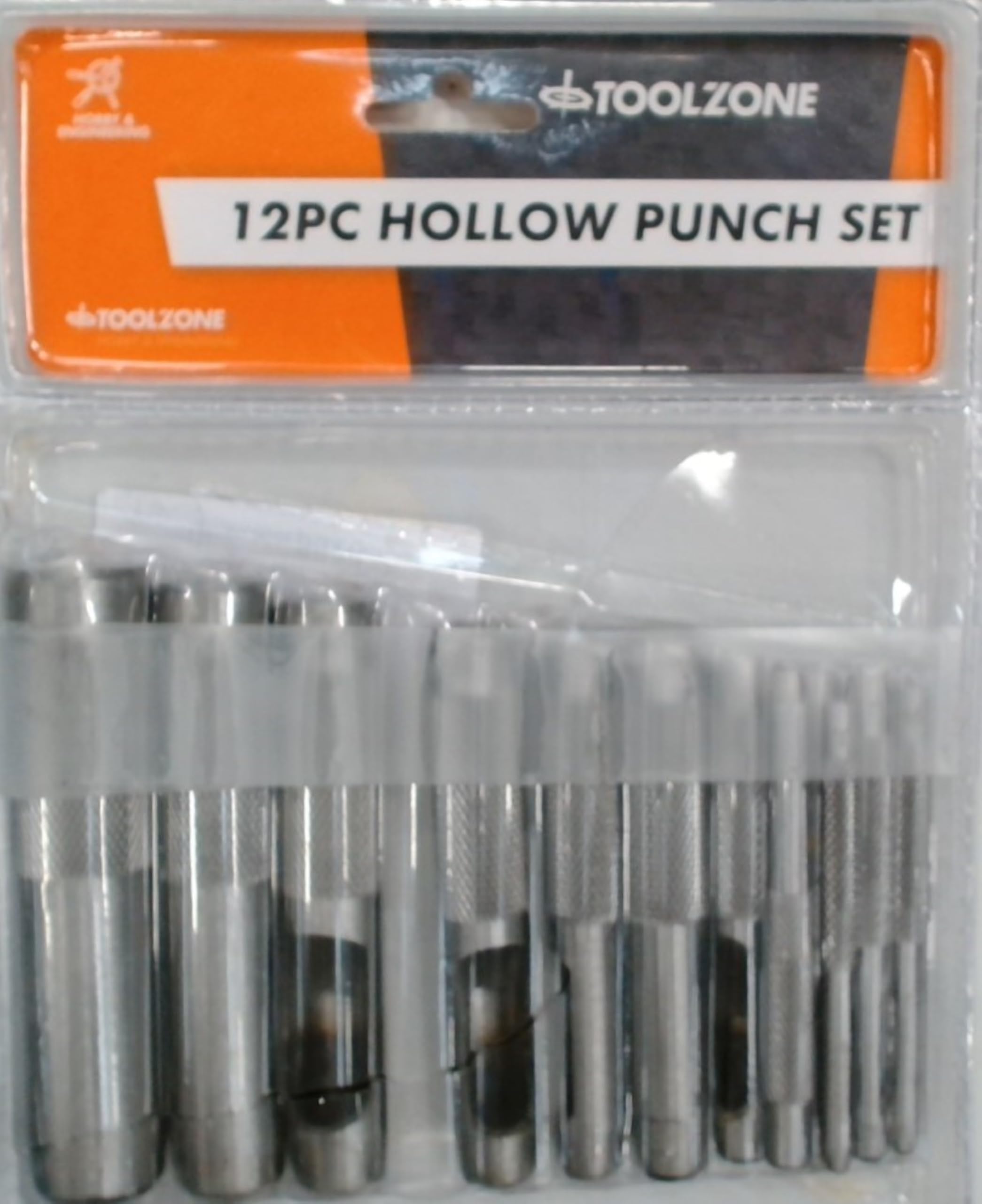 toolzone PN104 3-19 mm Leather/Rubber/Card/Gaskets/Plastic/Paper Hollow Hole Punches - Black (12-Piece)