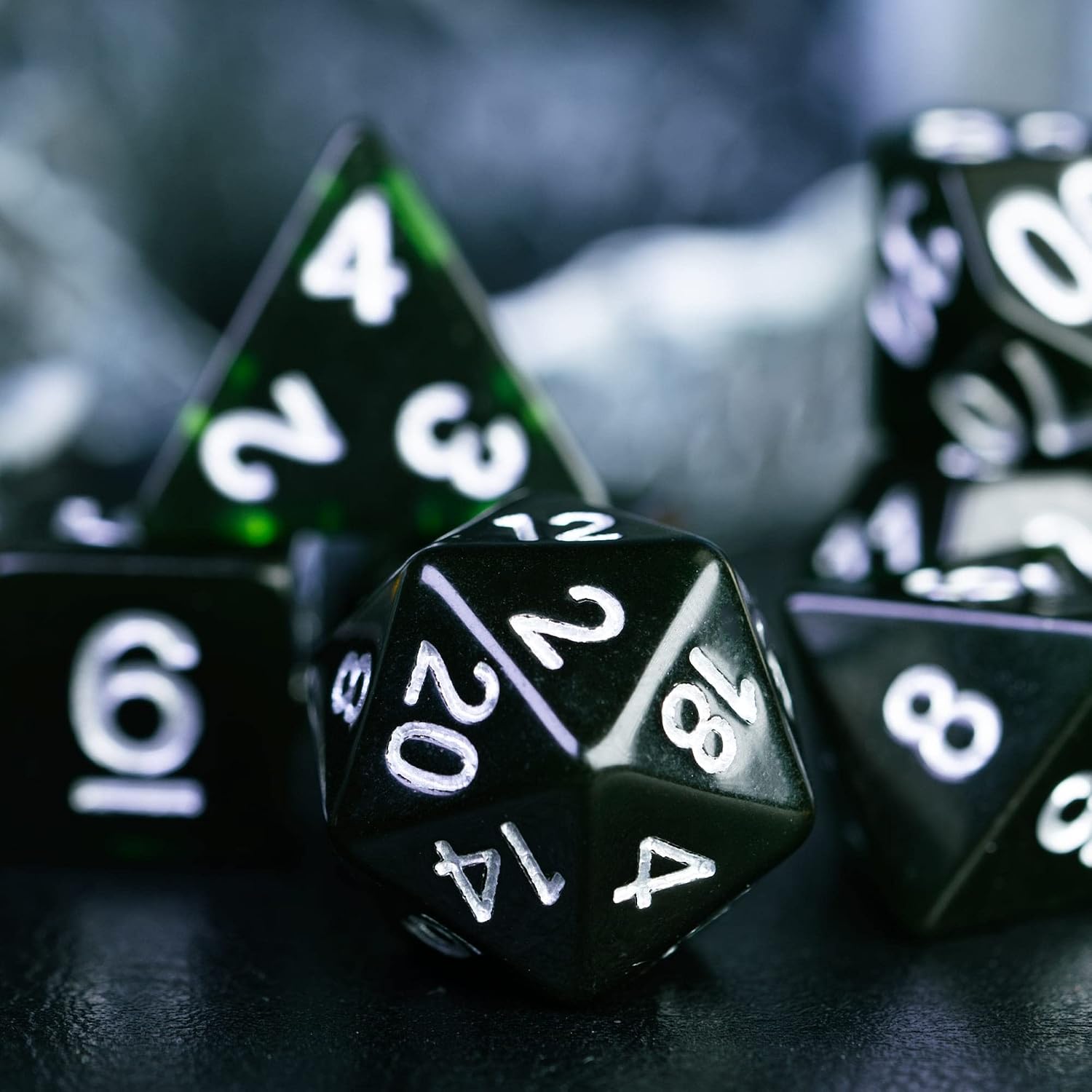 HDdais Polyhedral DND Dice Sets 7-Die D&D Dice for Dungeons and Dragons Pathfinder DND RPG MTG Table Gaming Dice (Dark Green)