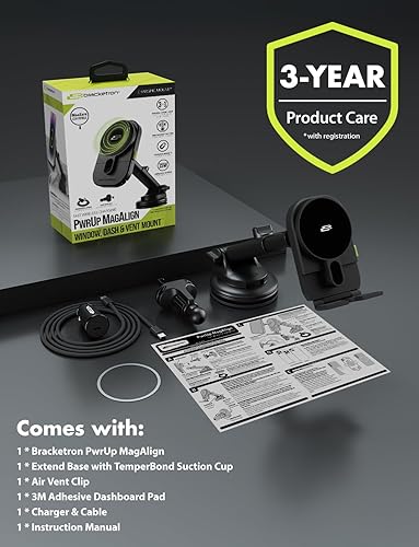 Miniatura 9 de Bracketron MagAlign Extend - Cargador Magsafe de 15 W, soporte magnético para teléfono de coche, cargador inalámbrico para iPhone 17 Pro Max 16 15
