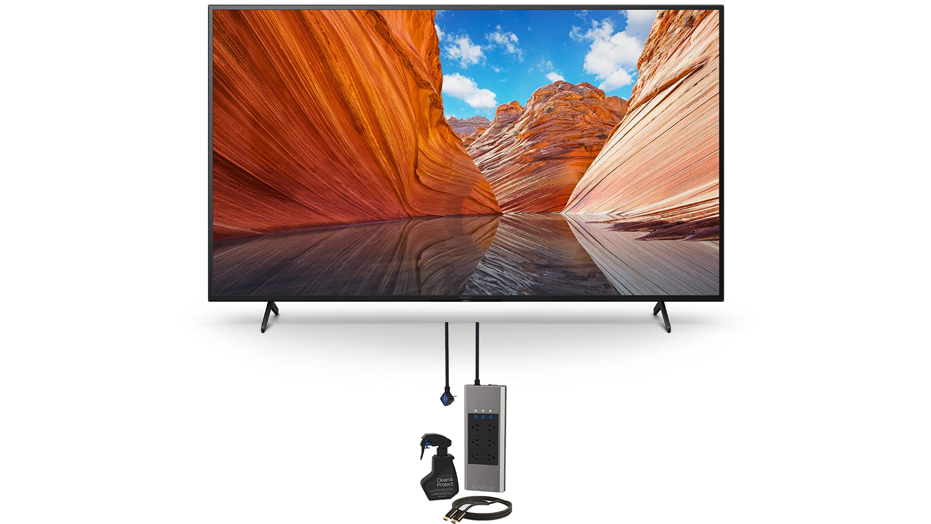 Sony KD55X80J 55" 4K High Dynamic Range Smart TV with an Austere 3S-COL2-2-5M Surge Protector, 2.5m 