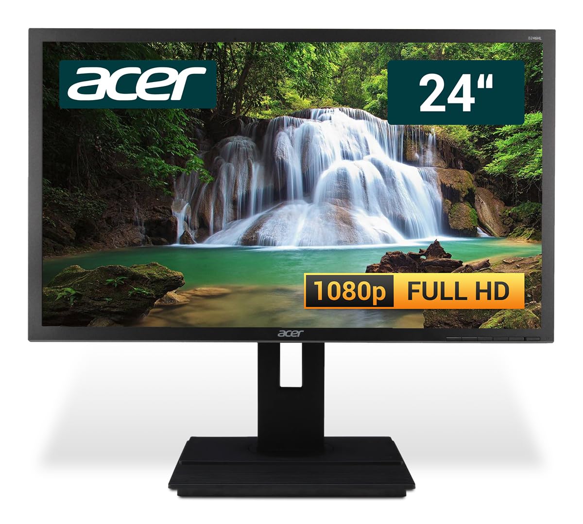 acer B246HL 24 Zoll Business Computer Monitor, Desktop Gaming Monitor, Full HD (VGA - DVI - Lautsprecher - VESA), PC Bildschirm, schwarz/Silber (Generalüberholt)