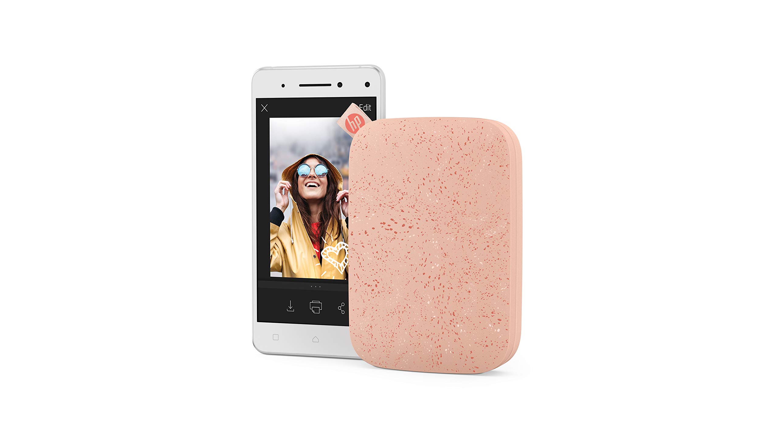 HP Sprocket 200 - Impresora fotográfica portátil (tecnología de impresión Zink, Bluetooth, fotos 5 x 7.6 cm), blush