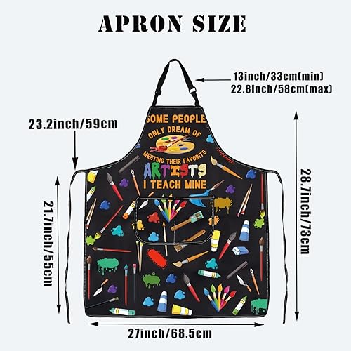 Miniatura 2 de BDPWSS Delantal de artista con bolsillos, delantal para profesor de arte, algunas personas solo sueñan con conocer a sus artistas favoritos I Teach