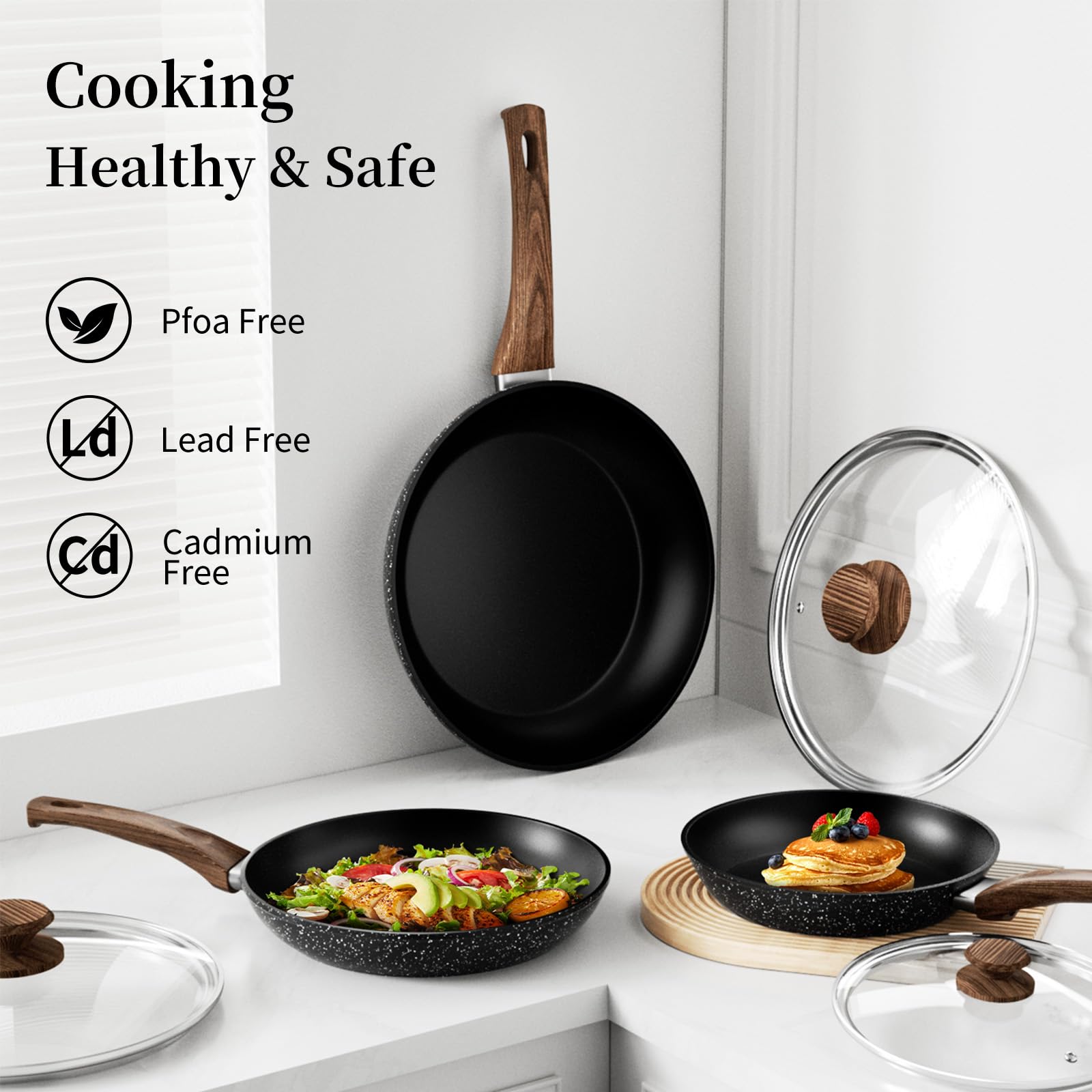 Innerwell Sartén antiadherente 24 cm, Sartenes induccion, Granito revestimiento antiadherentes Profesional, Ceramica Sartén Tortillas, sin PFOA, sin toxicos, apta Horno, Lavavajillas, Rosa — view 28