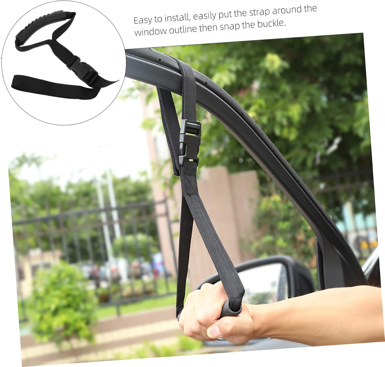 UKCOCO Adjustable Non Slip Car Safety Handle for Elders Durable Support Grip Aid for Easy Vehicle Entry and Exit Portable Auxiliary Automotive Assist Device in Black