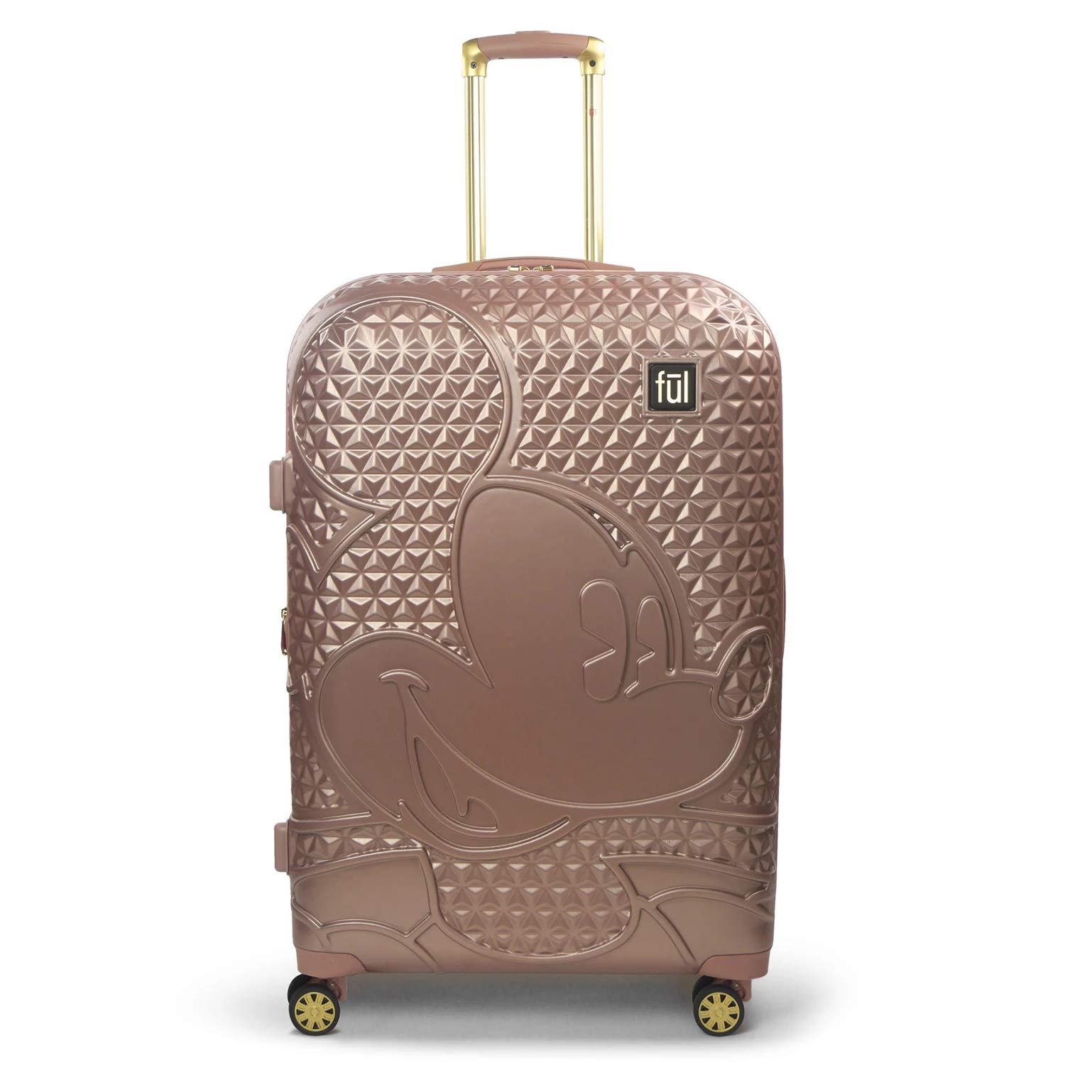 FUL Disney Mickey Mouse 25 Inch Rolling Luggage, Hardside Suitcase with Spinner Wheels, Rose Gold