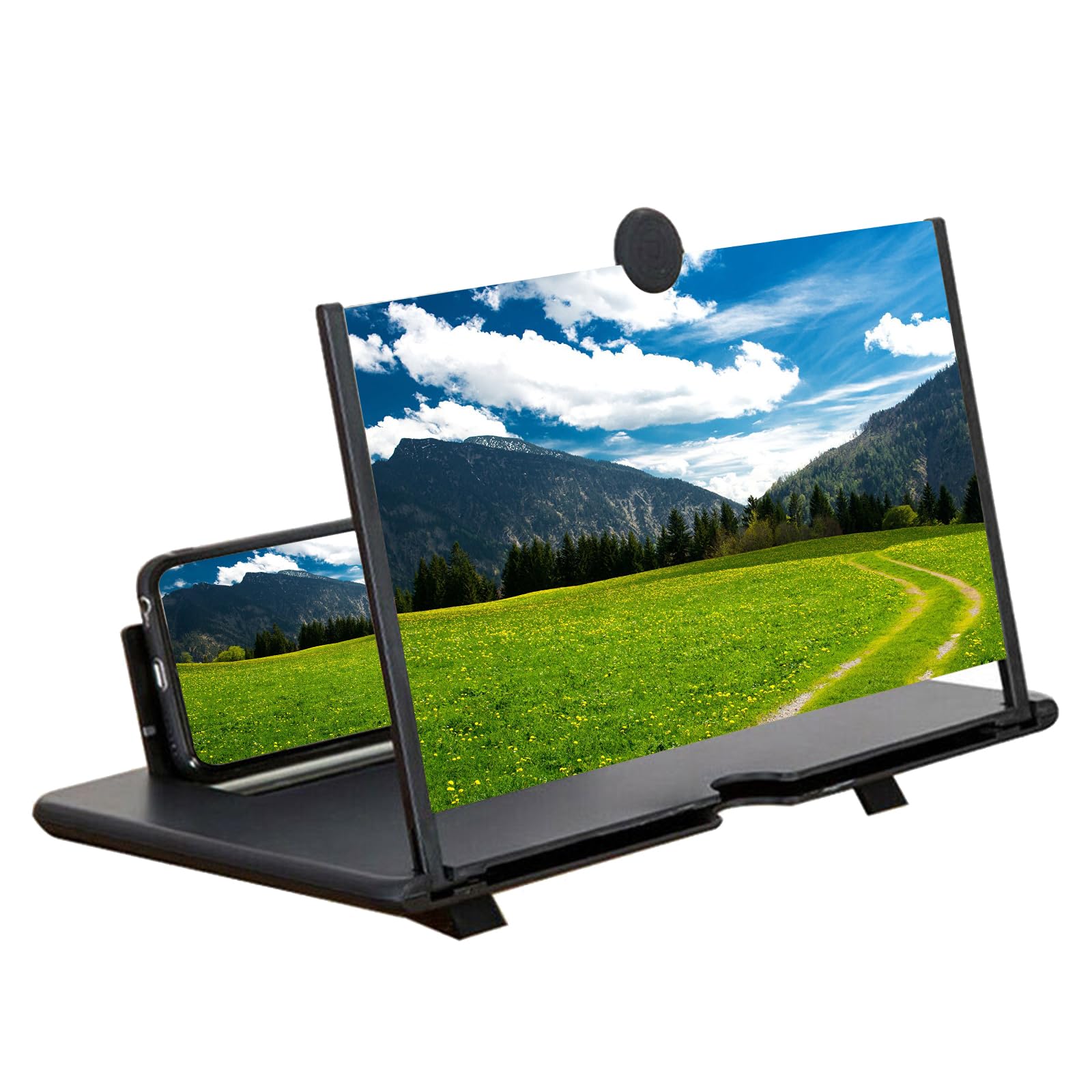 Téléphone Agrandisseur Ecran, Loupe Grossissante pour Téléphone, 3D Amplificateur D'écran, Loupe pour Écran de Téléphone, Compatible avec Tous Les Smartphones, 14 Pouces, Noir
