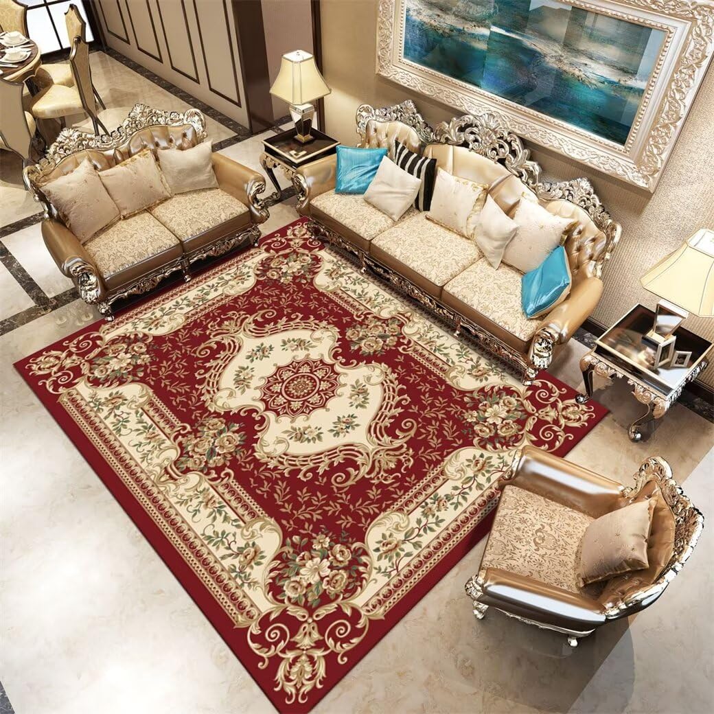 Tapis route enfant rouge grand format 100x210cm en vinyle lavable pour chambre