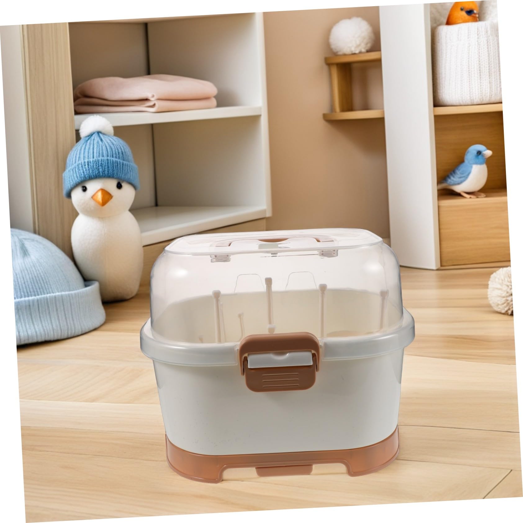 Organizer per Biberon da Banco con Coperchio, Grande Capacità | Conservazione Verticale, Struttura Salvaspazio, Plastico, per Preparazione Pasti e Mobile Cucina