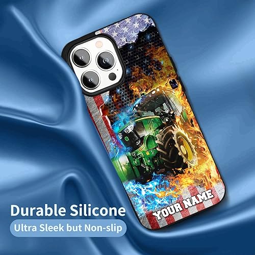 Miniatura 3 de Funda personalizada de tractor con nombre personalizado para iPhone 1514131211 Pro Max, Samsung S24S23S22S21S20 FEPlusUltraA15A25A34A14A54A54A03SA53