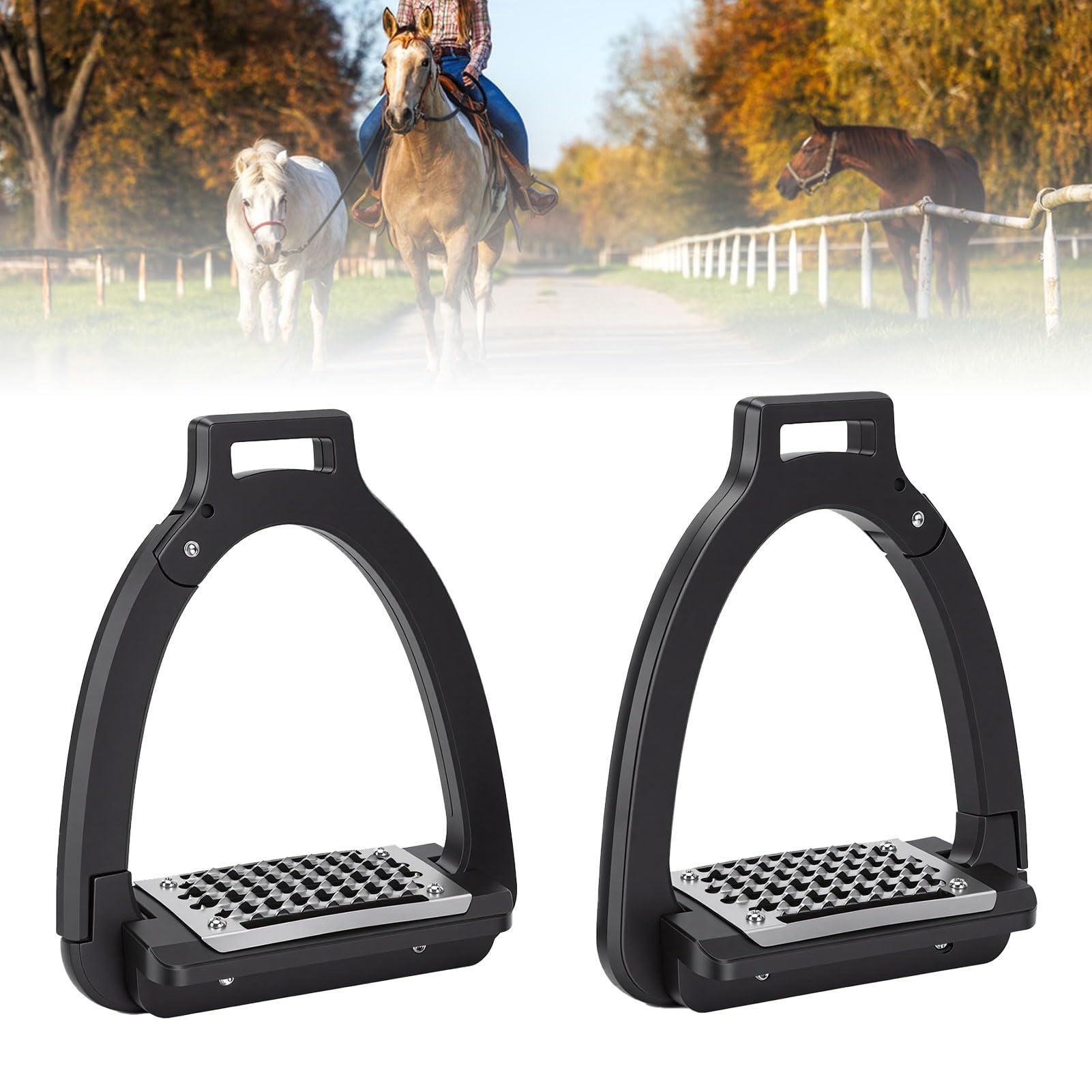 HEEPDD Estribos para Caballo, Apertura Lateral y Almohadillas Antideslizantes, estribos de aleación Ligera para Entrenamiento equino, Doma clásica y Salto