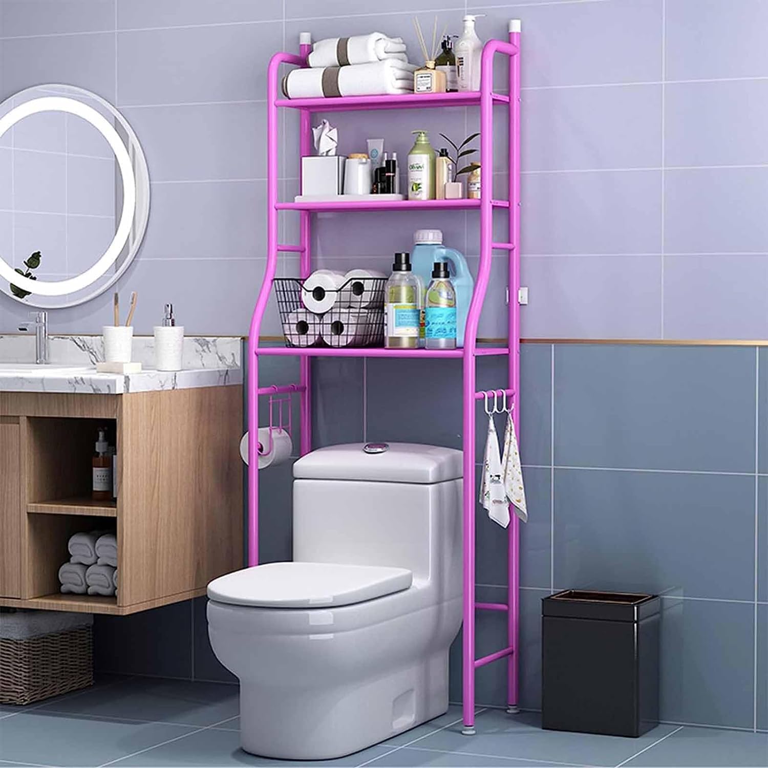 Étagère de salle de bain pour petite cuisine et buanderie, meuble de rangement en pin
