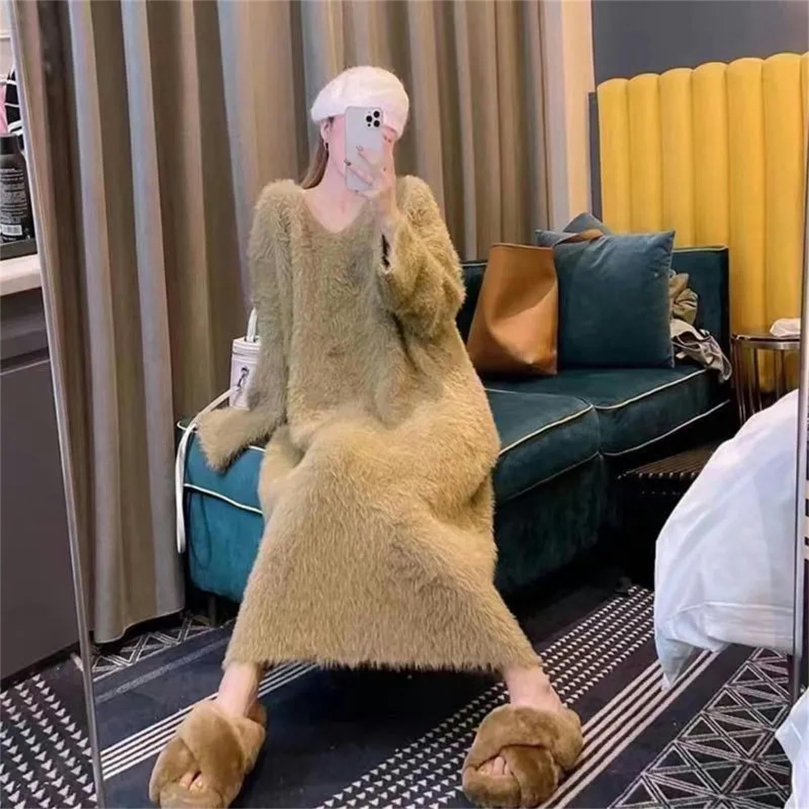 MdybF Pijamas de Mujer de Algodon La Señora del Pijama Lleva Pijama En El Salón Familiar Relajado