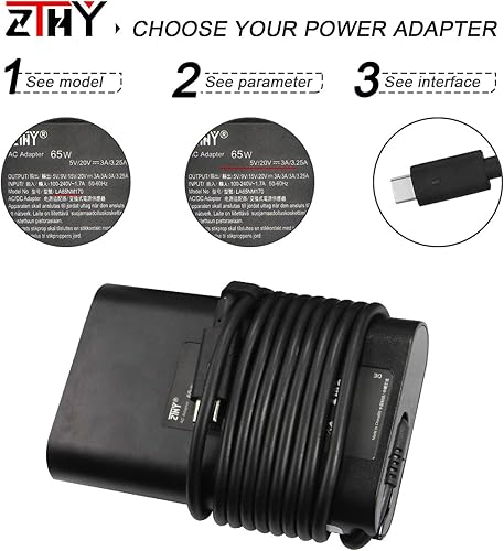 Miniatura 4 de Adaptador de cargador delgado USB C tipo C de 65 W compatible con HP EliteBook X360 1030 G2 G3 G4 1040 G5 G6 Elite x2 1012 G2 ProBook 470 640 650 G5