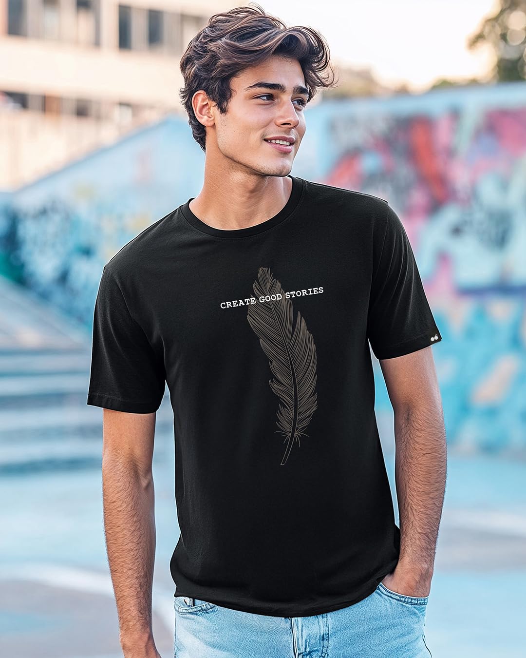 Bewakoof T-Shirt da Uomo con Stampa Grafica Regular Fit Mezza Manica Girocollo in Cotone