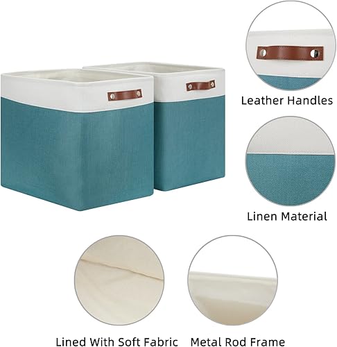 Vista 271 de HNZIGE - Canastas pequeñas de tela para organización (paquete de 6) canastas plegables de almacenamiento para estantes, armarios, lavandería, Asas