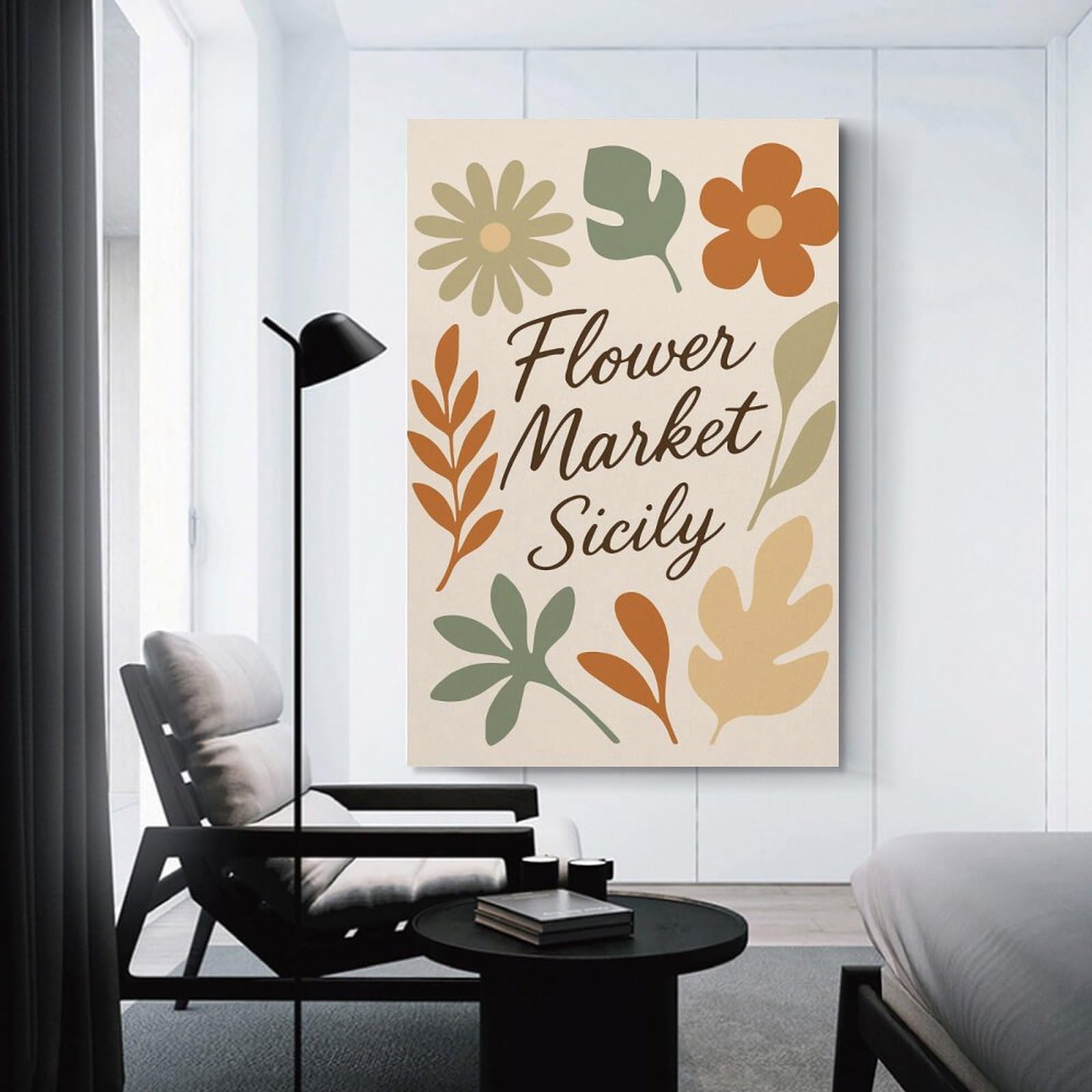 Junmoney Canvas Art Print Flower Market Sicily Botanical Art Print, 20x30inch(50x75cm), for Gallery Wall Layouts in Home Or Office, A Versatile Canvas Print for Layering