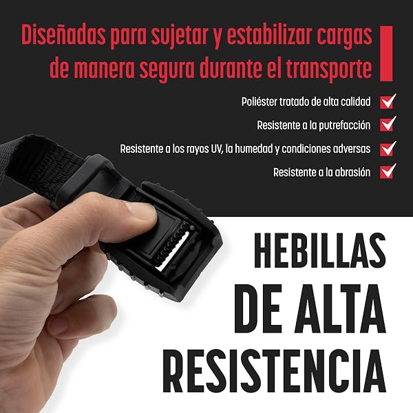 MAGMA Pack 2 Cinchas de Amarre de 3m | Correas para Baca Coche y Portabicicletas. Surf, Bici, Kayak, Moto | Hebilla -Trinquete con Protección de Goma para no rayar | Carga Segura - SWL: 250kgf Negro - 4