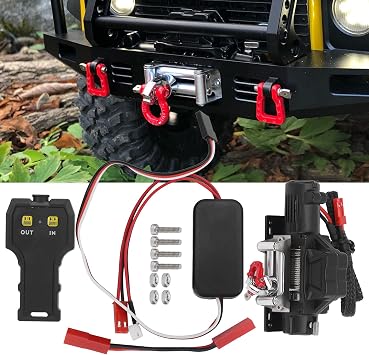 flexman RC Winch Set, Metal Automatic Winch with Handheld Remote Controler, Single Motor Universal Winch for RC Car