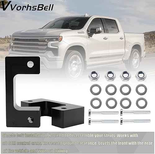 Miniatura 7 de VVORHSBELL Kit de elevación de nivelación de 2.5 pulgadas compatible con GMC Sierra GM 1500 2007-2019Chevy 2007-2021Silverado1500Yukon XL 1500
