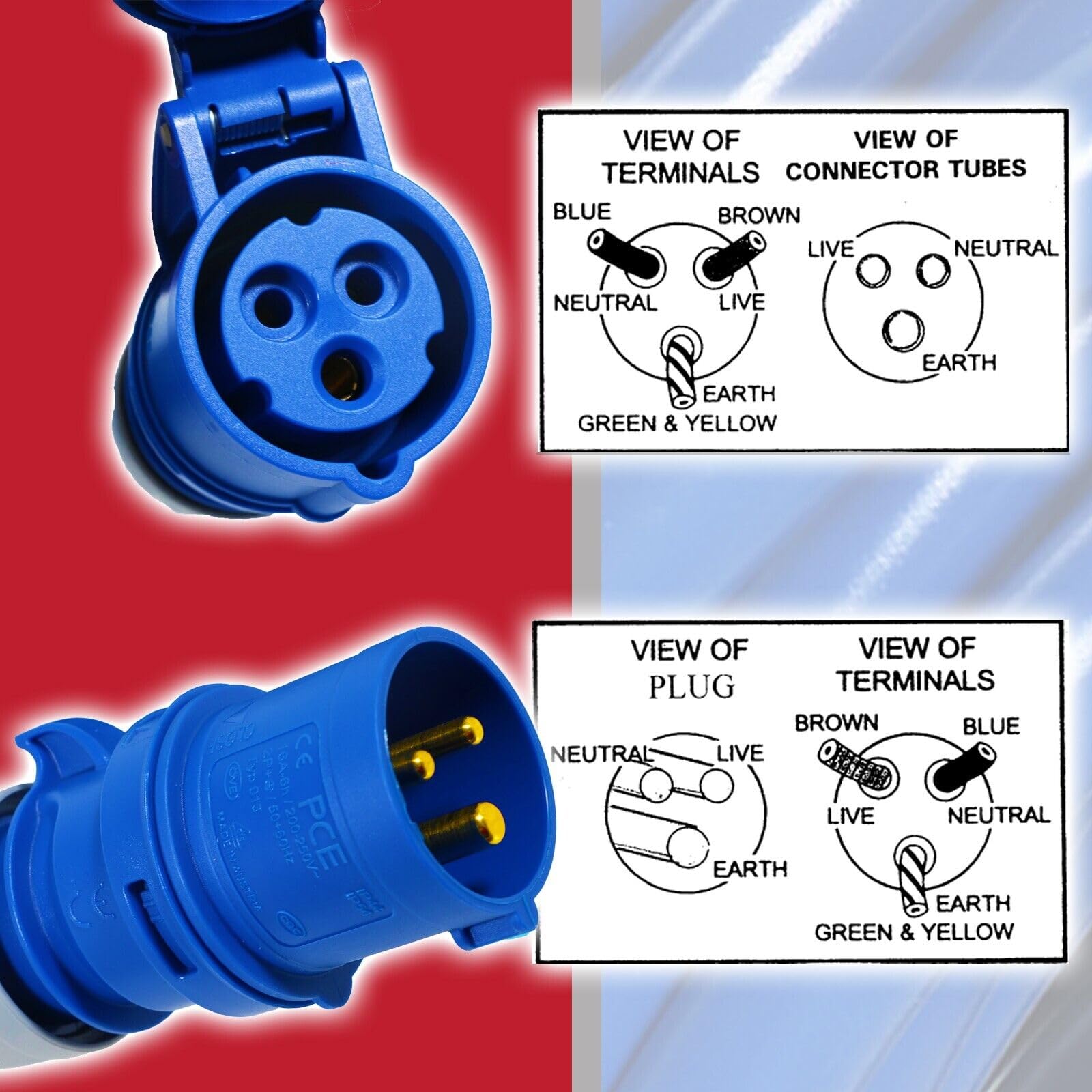 SPARES2GO Przedłużacz 16 A, 14 m, 240 V, 1,5 mm, bardzo długi, do przyczep kempingowych, kabel zasilający (niebieski)