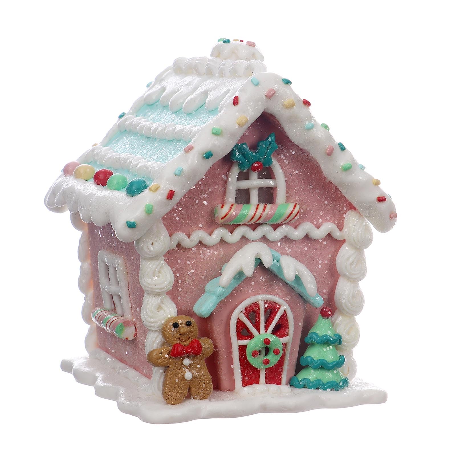 Maison pain d'épice rose de Noël 15 cm, cadeau idéal