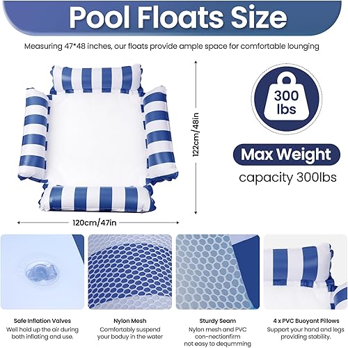 Miniatura 3 de Flotadores de piscina para adultos, flotador de verano, hamaca de agua inflable para adultos