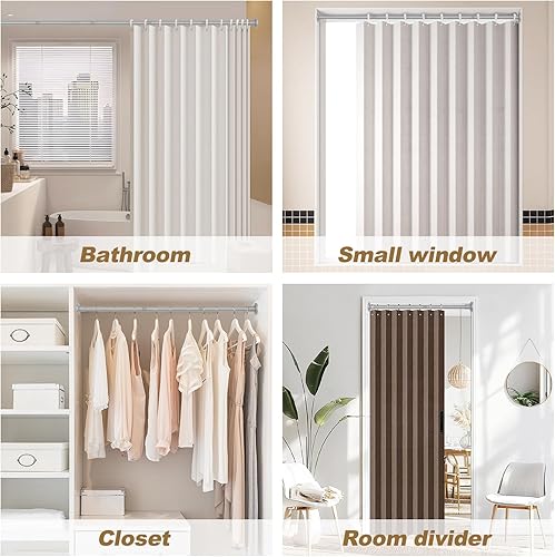 Vista 7 de Barras de cortina de ducha plateadas, barras de ducha con tensión de resorte de 31 a 80 pulgadas para baño, ajustables, sin perforaciones, sin Plata