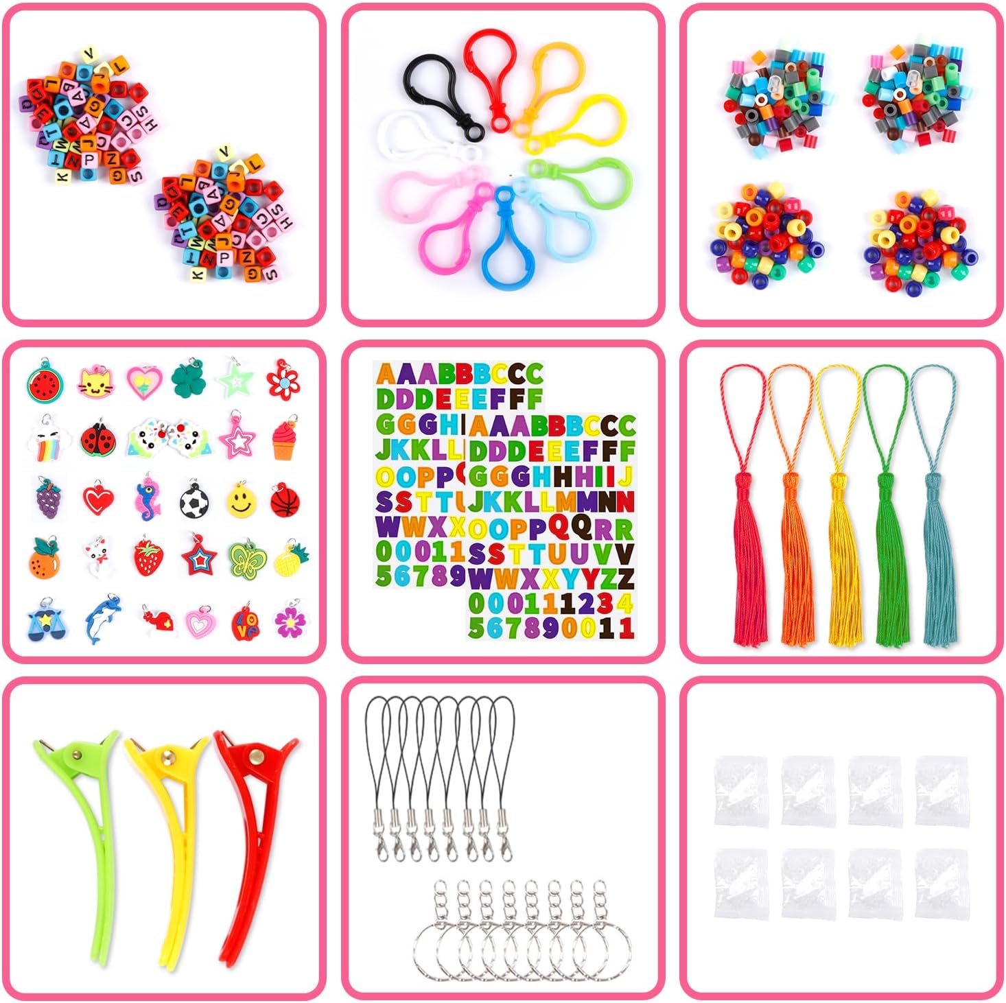 INSCRAFT 21850+ Rubber Loom Bands Refill Kit, 41 Colors Rubber Bands with 400 S-Clips, 280 Beads, 5 Crochet Hooks, Tassels and More, Bracelet Making Kit for Girls Boys Kids Birthday Gift