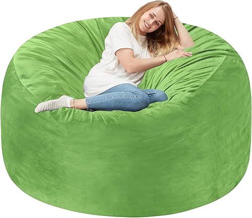 Homguava - Sillón puff de 5 pies Sillón estilo puff grande de 5 pulgadas con relleno de espuma viscoelástica, sofá suave con funda de terciopelo