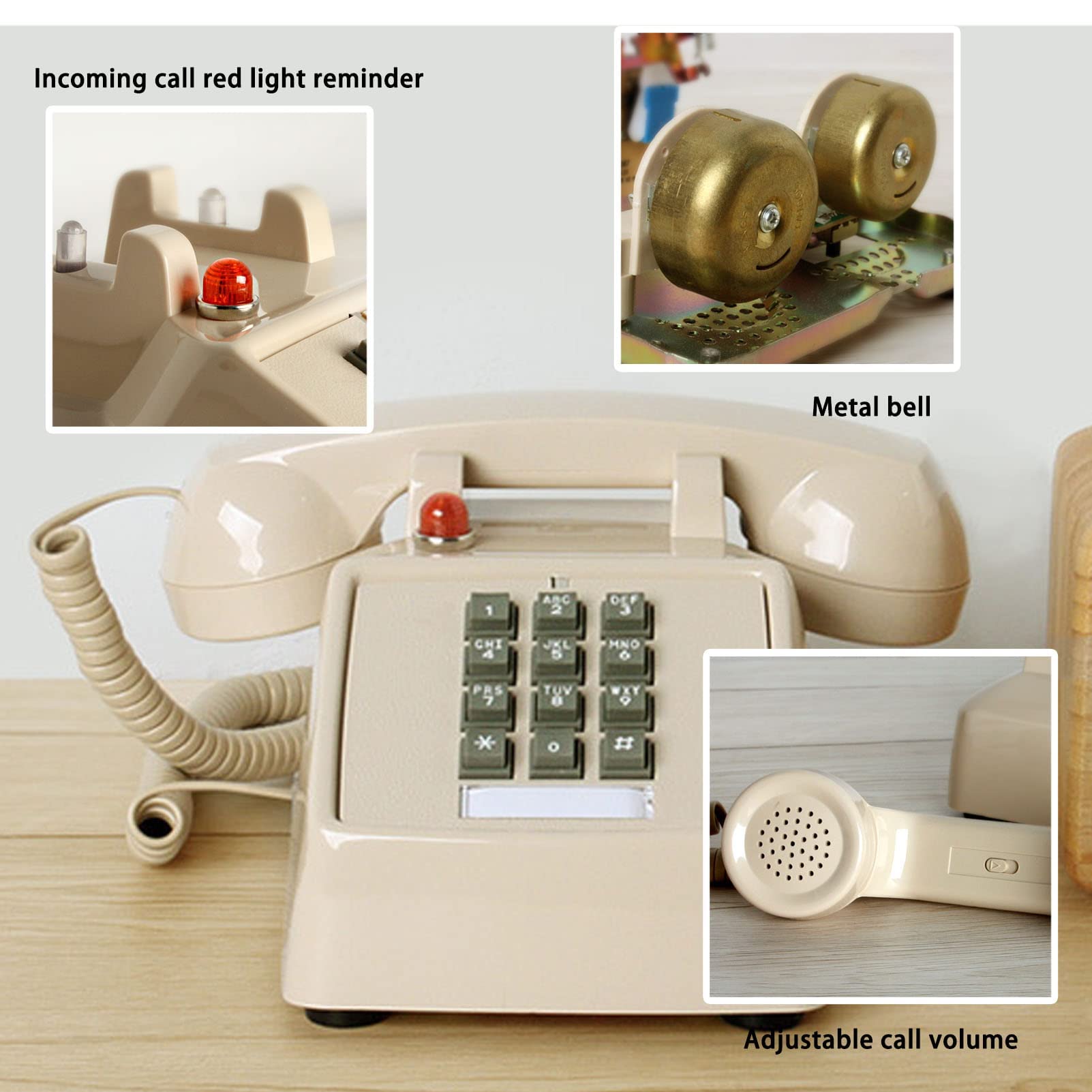 Telefono Vintage Decorativo In Resina - Ornamento Da Scrivania Retrò 7,28x6,29 Pollici - Foto 6