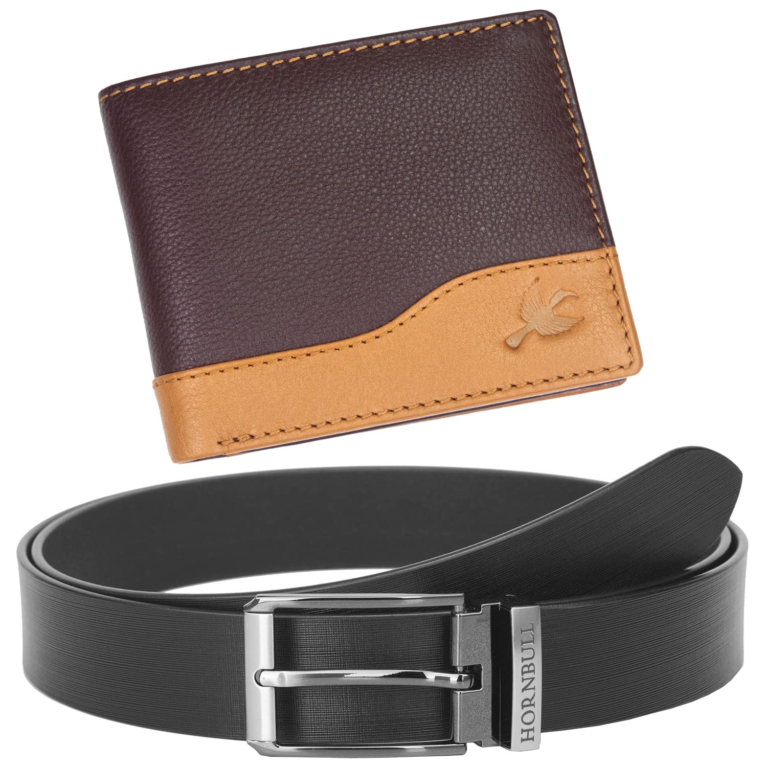 HORNBULL Buttler Gift Hamper For Men | Mens Combo Gift Set | Leather Wallets & Belt For Men | Mens Wallet Bw104116, Brown (B096ZM63N2) Amazon Price History, Amazon Price Tracker
