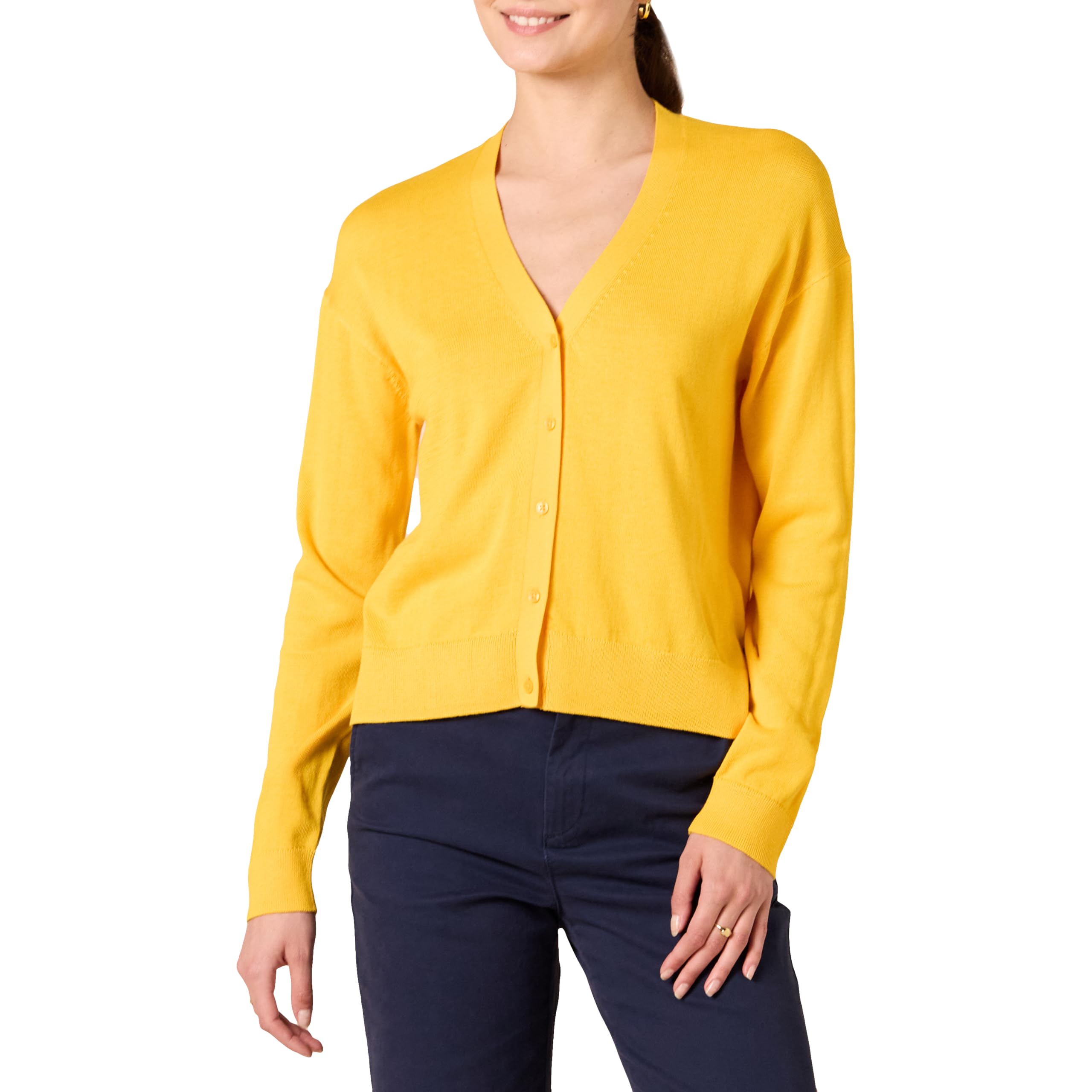 Amazon Essentials Womens V-Neck Lightweight Cropped Relaxed-Fit Cardigan Sweater
