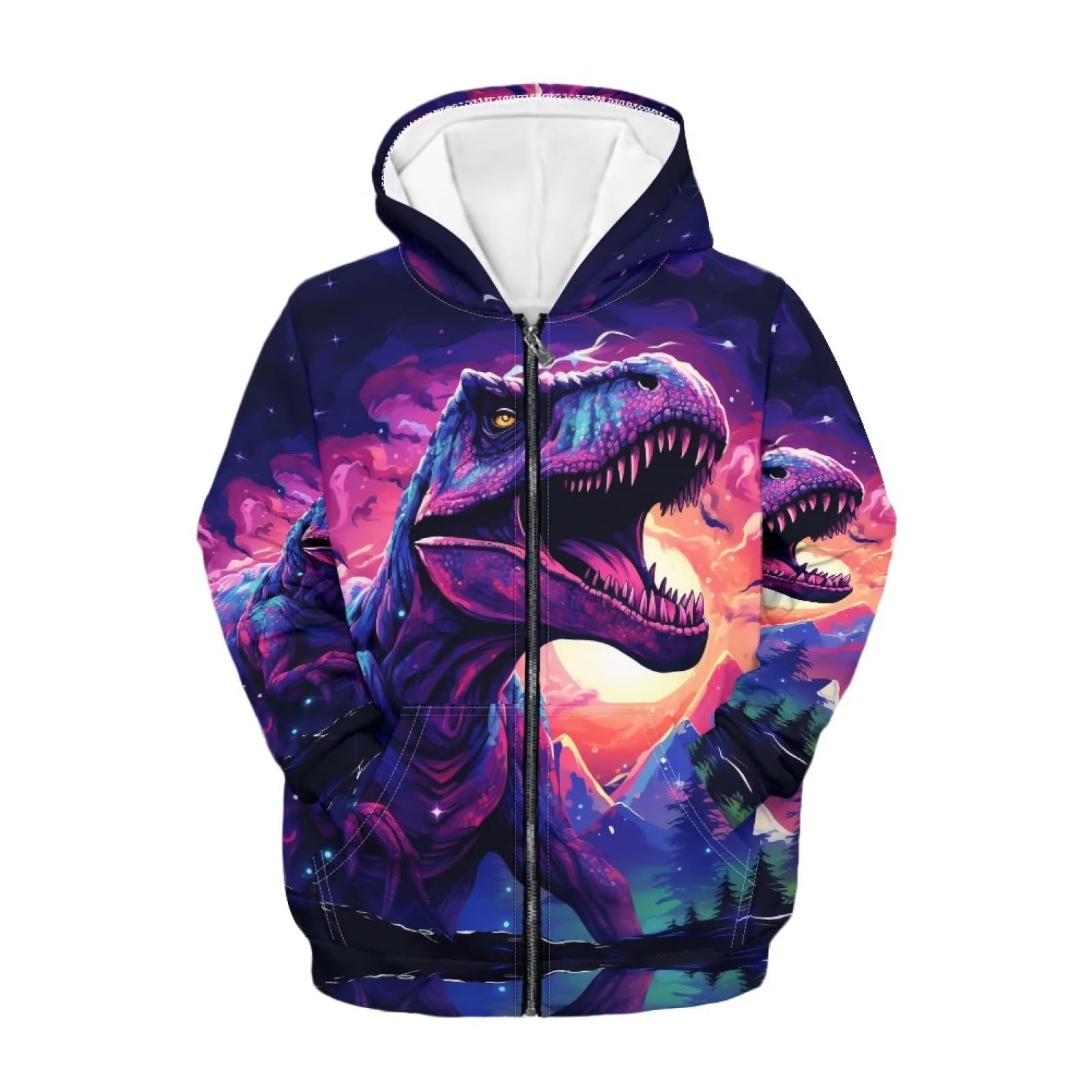 Parprinty Soft Loose Fit Boys Animal Print Zip Up Hoodies with Pockets Comfort Hooded Jacket
