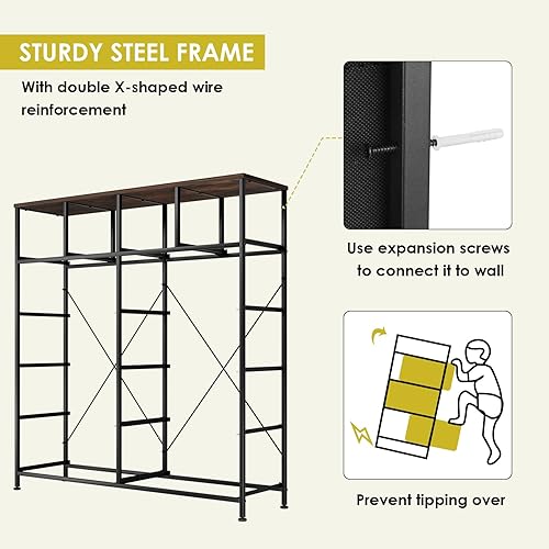 Miniatura 4 de Arlopu Cómoda de 12 cajones, torre de almacenamiento de tela con impresión texturizada, unidad organizadora de pecho alto para sala de estar,