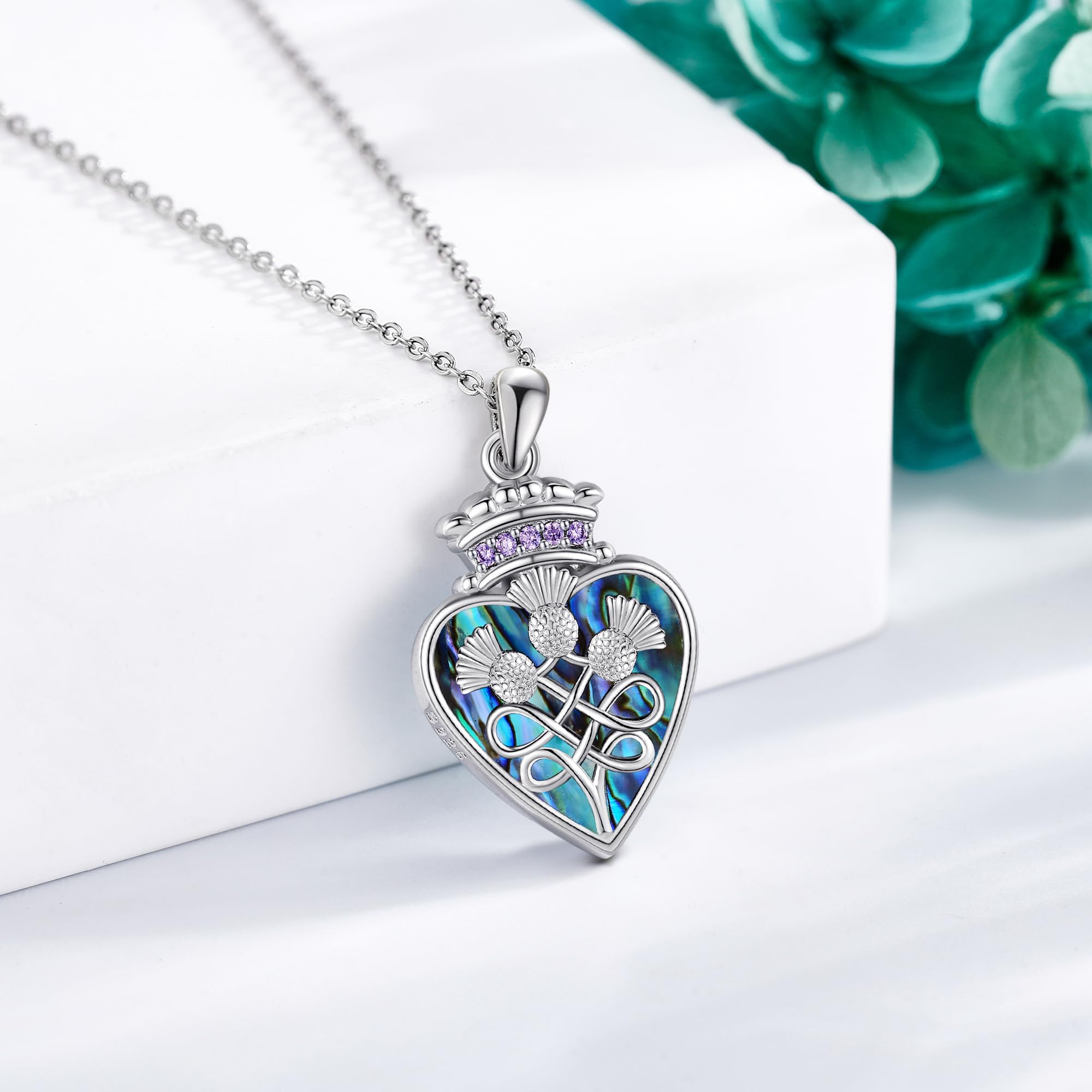 DAYLINLOVE Collar con colgante de flor de plata de ley 925 con hibisco, cardo escocés, loto, tulipán, rosa, joyería de flores, regalos para mujeres, mamá, esposa, 0.92*0.64 inches, Sin piedra preciosa