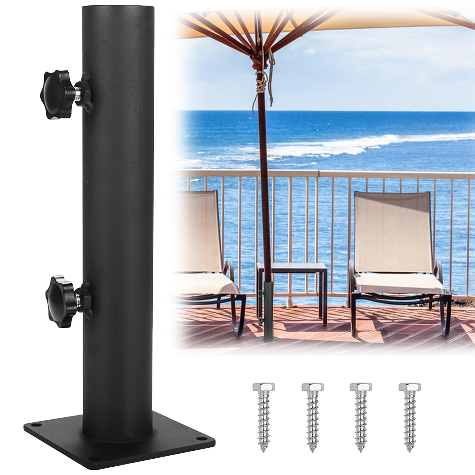 Wdwlbsm Umbrella Base Patio Umbrella Base Umbrella Stand Outdoor Base Heavy Duty Outdoor Umbrella Holder Adjustable Umbrella Clamp Deck Mount Umbrella Holder for Decks,Patios, Balcony,Docks