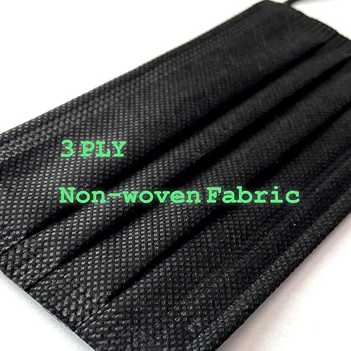 Miniatura 5 de Máscara facial protectora (paquete de 50 piezas) fabricada en Taiwán, negra, máscara facial desechable hecha de tela no tejida de 3 capas